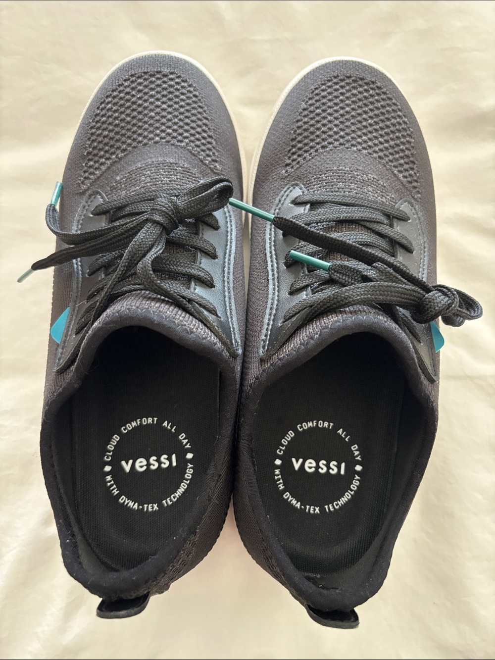 Vessi Women’s Black Sneakers with Teal Accents